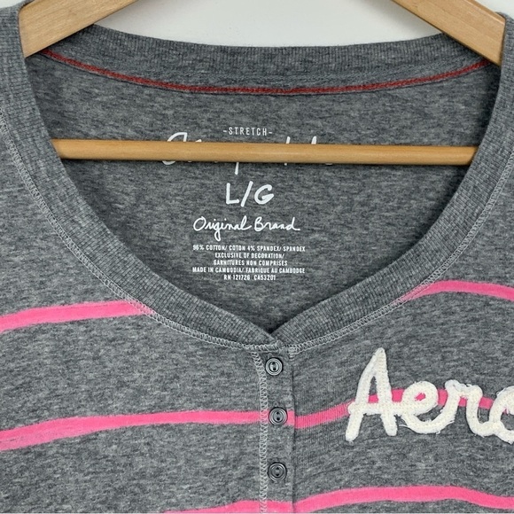 Aeropostale Y2K Striped Long Sleeve Henley - Picture 3 of 9